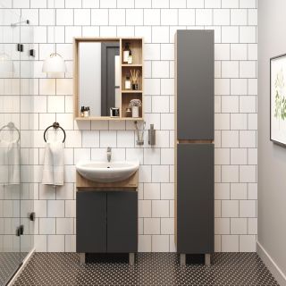 Напольная тумба под раковину Onika Милтон 106147 60см серый/дуб сонома